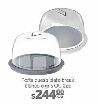 La Comer Porta queso plato break blanco o gris OU 2pz oferta