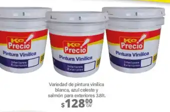 La Comer Variedad de pintura vinílica blanca, azul celeste y salmón para exteriores 3.8lt. oferta