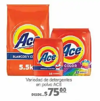 La Comer Variedad de detergentes en polvo ACE oferta