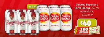 Cerveza Superior o Carta Blanca 355 ml. 6 pack lata, cada uno