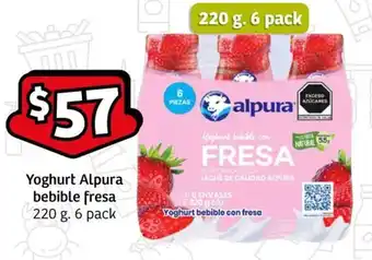 Soriana Express Yoghurt Alpura bebible fresa 220 g. 6 pack oferta