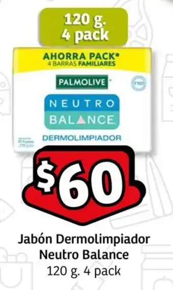 Soriana Express Jabón Dermolimpiador Neutro Balance 120 g. 4 pack oferta