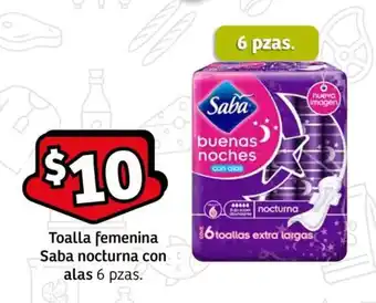 Toalla femenina Saba nocturna con alas 6 pzas.