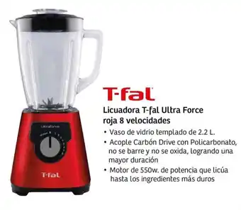 Soriana Express Licuadora T-fal Ultra Force roja 8 velocidades oferta