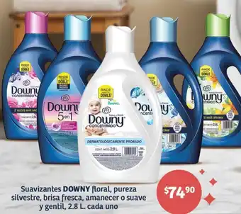 Soriana Híper Suavizantes DOWNY floral, pureza silvestre, brisa fresca, amanecer o suave y gentil, 2.8 L. cada uno oferta