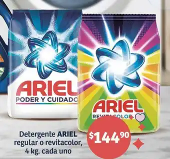 Soriana Híper Detergente ARIEL regular o revitacolor, 4 kg. cada uno oferta