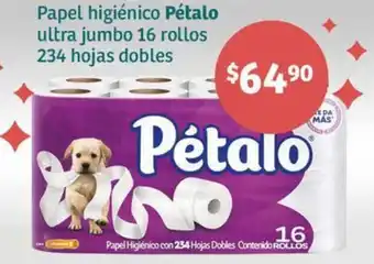 Soriana Híper Papel higiénico Pétalo ultra jumbo 16 rollos 234 hojas dobles oferta