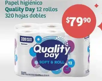 Soriana Híper Papel higiénico Quality Day 12 rollos 320 hojas dobles oferta