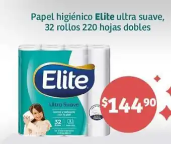 Soriana Híper Papel higiénico Elite ultra suave, 32 rollos 220 hojas dobles oferta