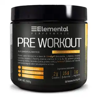 Farmacia San Pablo Elemental sabor ponche de frutas pre workout suplemento alimenticio oferta