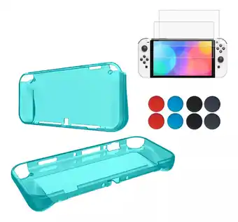 Mercado Libre Funda tpu para nintendo switch oled + 8 grips + mica oferta