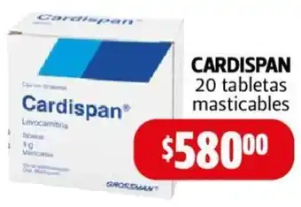 Farmacias Guadalajara CARDISPAN 20 tabletas masticables oferta