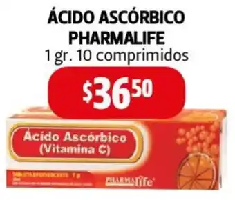 Farmacias Guadalajara ÁCIDO ASCORBICO PHARMALIFE 1gr 10 comprimidos oferta