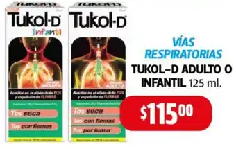 Farmacias Guadalajara VÍAS RESPIRATORIAS TUKOL-D ADULTO O INFANTIL 125ml oferta