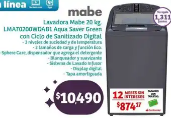 Soriana Híper mabe Lavadora Mabe 20kg oferta