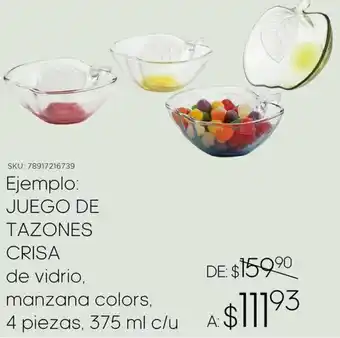 DelSol JUEGO DE TAZONES CRISA 4 piezas 375ml oferta