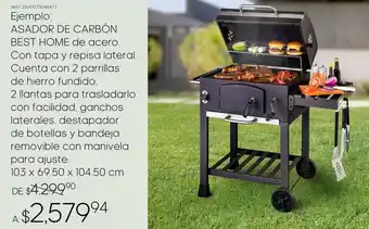 DelSol ASADOR DE CARBÓN BEST HOME de acero 103 x 69.50 x 104.50cm oferta