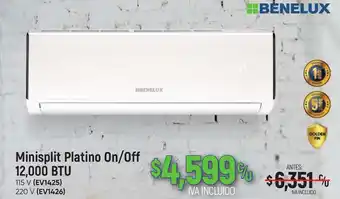 Boxito BENELUX Minisplit Platino On/Off 12,000 BTU oferta