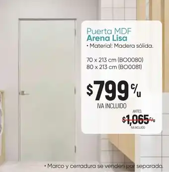 Puerta MDF Arena Lisa