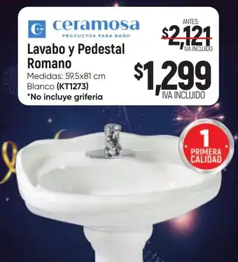 Boxito ceramosa Lavabo y Pedestal Romano Medidas: 59.5x81 cm Blanco (KT1273) oferta