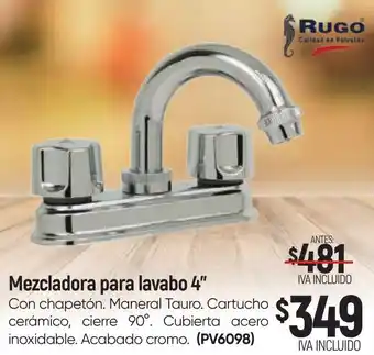 Boxito RUGO Mezcladora para lavabo 4″ oferta