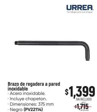 Boxito URREA Brazo de regadera a pared inoxidable oferta