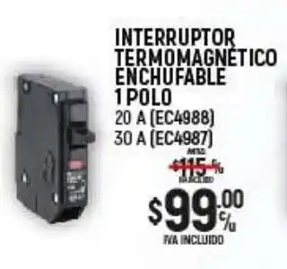 bticino INTERRUPTOR TERMOMAGNÉTICO ENCHUFABLE 1 POLO