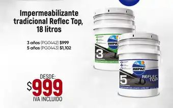 IMPAC Impermeabilizante tradicional Reflec Top, 18 litros