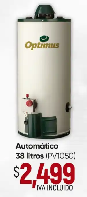 Optimus Calentador de depósito Automático 38 litros (PV1050)