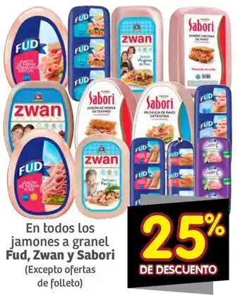 En todos los jamones a granel Fud, Zwan y Sabori (Excepto ofertas de folleto)