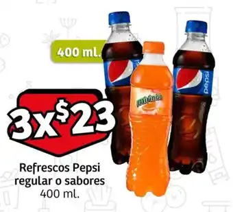 Soriana Express Refrescos Pepsi regular o sabores 400 ml. x 3 oferta