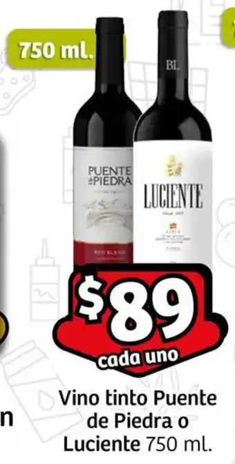 Soriana Express Vino tinto Puente de Piedra o Luciente 750 ml. oferta