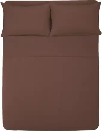 Mercado Libre Juego de sábanas melocotton 1800 micro grabada color cafe. con diseño color hilos 1800 para colchón de 200cm x 140cm x 25cm oferta