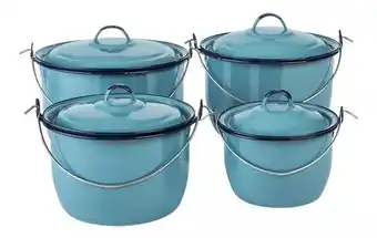 Juego de ollas de peltre clásicas cinsa 8 piezas color azul