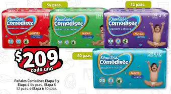 Pañales Comodisec Etapa 3 y Etapa 4 54 pzas., Etapa 5 52 pzas. o Etapa 6 50pzas