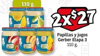 Soriana Express Papillas y jugos Gerber Etapa 3 2x110g oferta