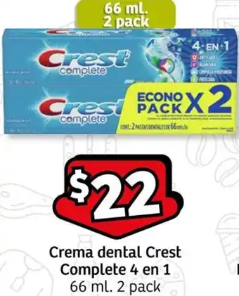 Crema dental Crest Complete 4 en 1 66 ml 2 pack