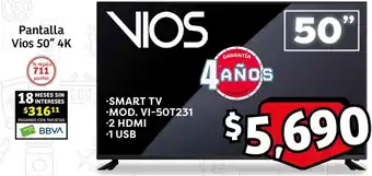 Soriana Express VIOS SMART TV MOD. VI-50T231 Pantalla Vios 50" 4K oferta