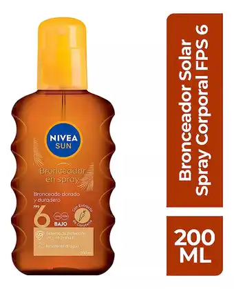 Aceite bronceador nivea sun resistente al agua fps 6 200 ml