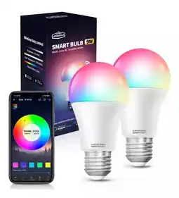 Mercado Libre 2 foco led inteligente wifi rgbcw 9w e26 alexa google siri oferta