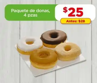 Bodega Aurrerá Paquete de donas, 4 pzas oferta