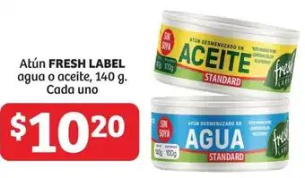Soriana Híper Atún FRESH LABEL agua o aceite 140g oferta