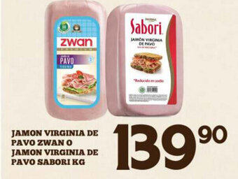 Alsuper Jamon Virginia de Pavo Zwan o jamon Virginia de Pavo Sabori oferta