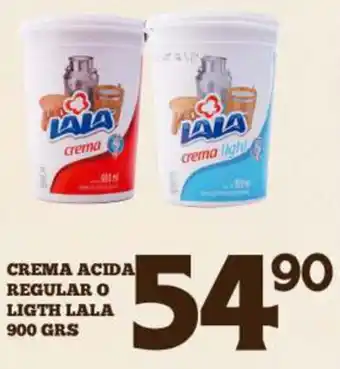 Alsuper Crema Acida Regular o Light Lala 900grs oferta