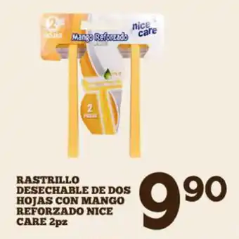 Rastrillo Desechable de Dos Hojas con Mango Reforzado Nice Care 2pz