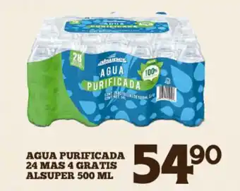 Alsuper Agua Purificada 24 Mas 4 Gratis Alsuper 500 ml oferta