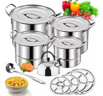 Mercado Libre Olla De Acero Inox Con Hervidor De Agua,4 Tabletas Humeantes oferta