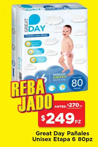 HEB Great Day Pañales Unisex Etapa 6 80pz oferta