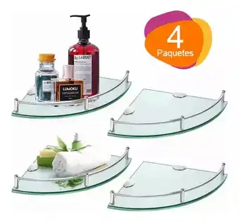 Esquineras De Vidrio Ducha Repisas Estante 4 Piezas Homex