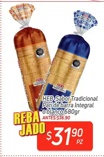 HEB HEB Sabor Tradicional Pan de barra Integral o Blanco 680gr oferta